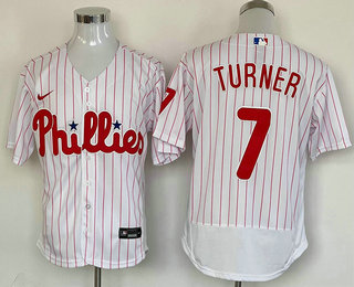 Men%27s Philadelphia Phillies #7 Trea Turner White Stitched MLB Flex Base Nike Jersey